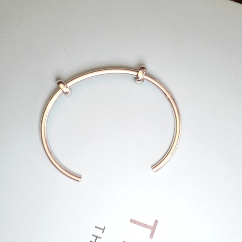 Trollbeads Silver Bangle S w/two Trollbeads Silver Spacers